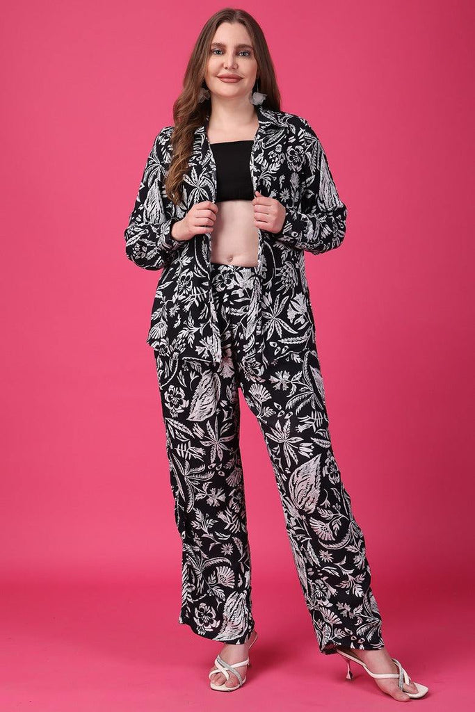Model wearing Viscose Crepe Co-ord Sets with Pattern type: Floral-1