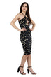 Black & Yellow Floral Printed Dress with Horizontal Cutouts