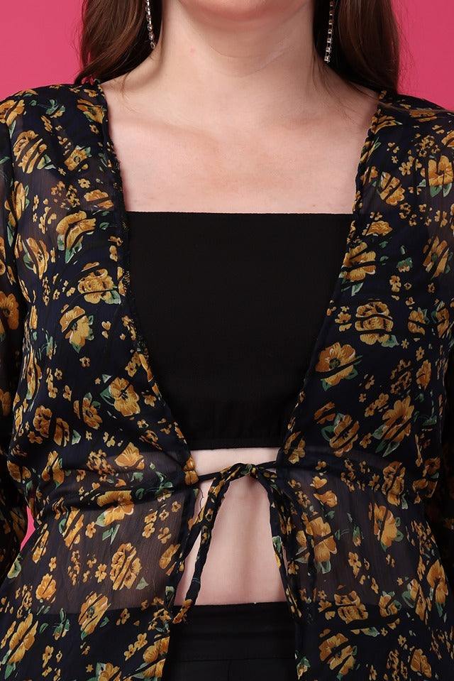 Chiffon Shrug Printed Shrugs For Women Floral Print Chiffon Long