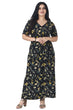 Black & Yellow Floral Printed Maxi Dress