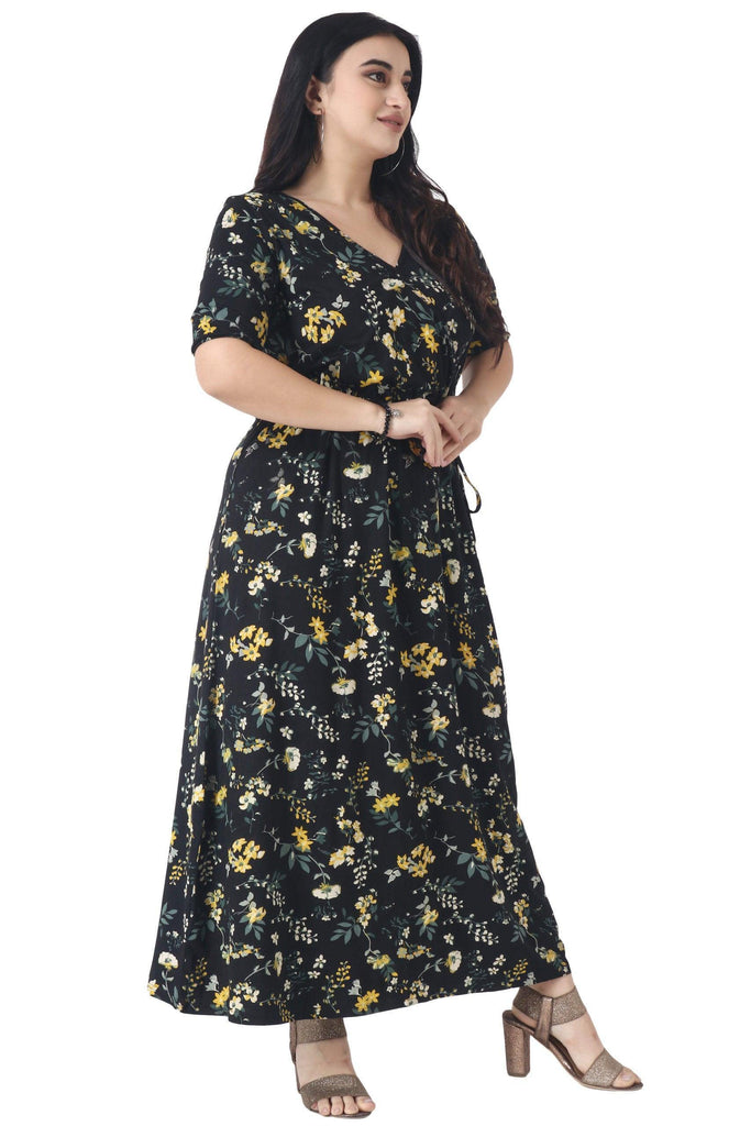 Model wearing Cotton Lycra Maxi Dress with Pattern type: Floral-4