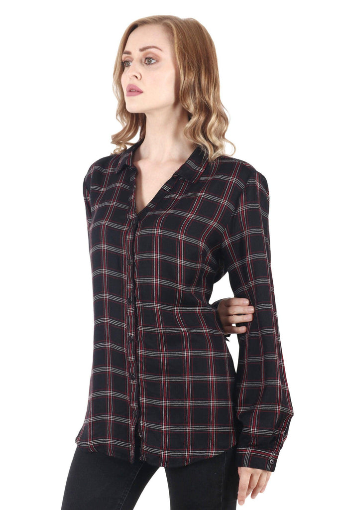 Model wearing Rayon Shirt with Pattern type: Checked-1
