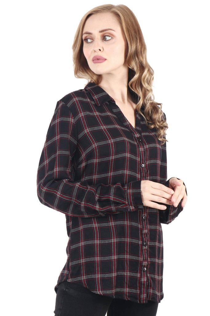 Model wearing Rayon Shirt with Pattern type: Checked-3