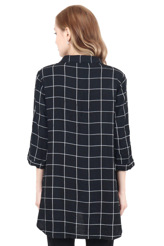 Model wearing Rayon Tunic with Pattern type: Checked-5