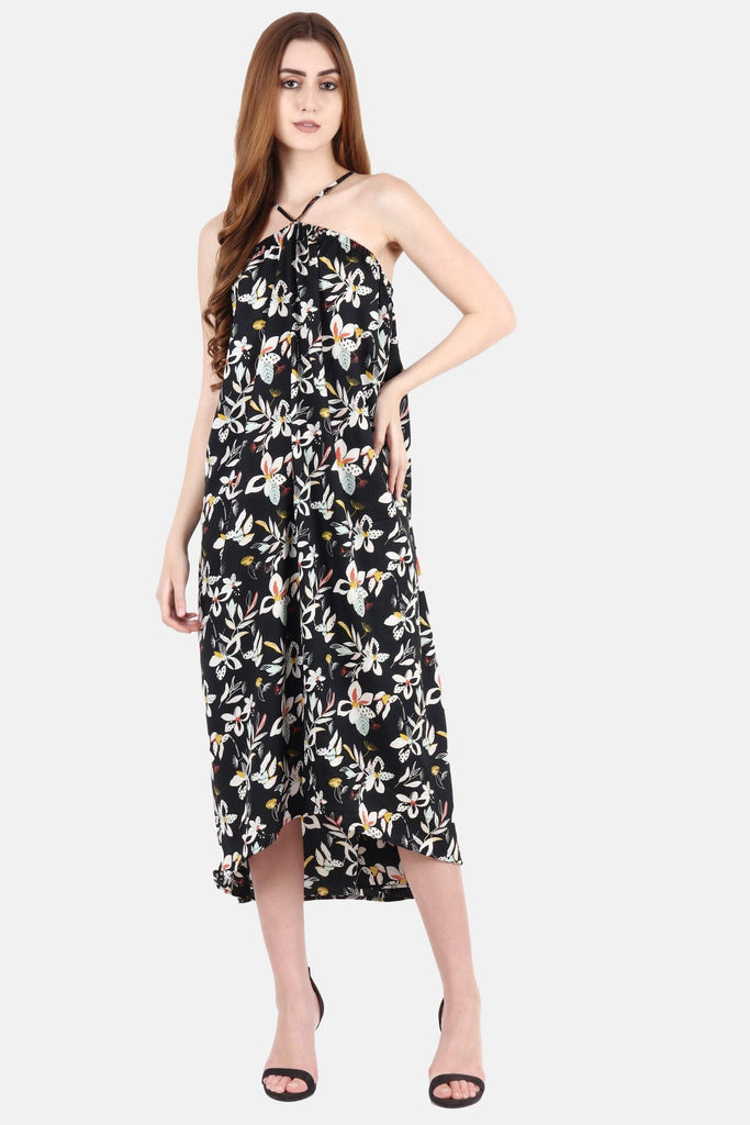 Model wearing Polyester Maxi Dress with Pattern type: Floral-1
