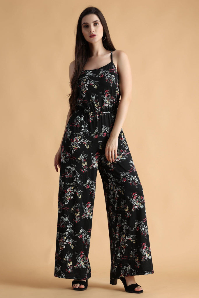 Model wearing Poly Lycra Jumpsuit with Pattern type: Floral-7