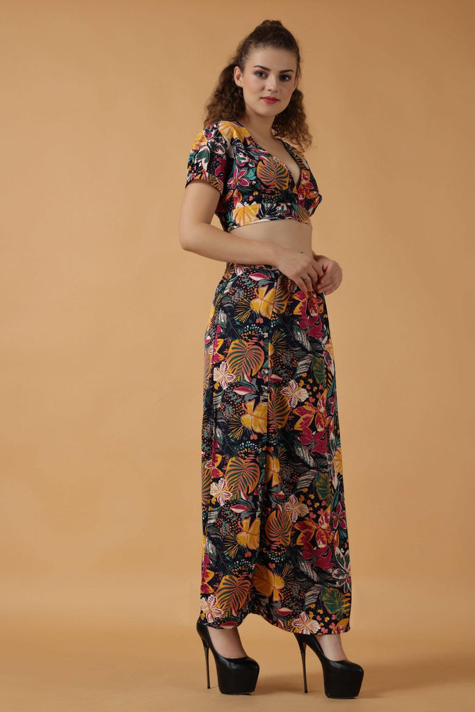 Model wearing Poly Crepe Co-ord Set with Pattern type: Floral-2