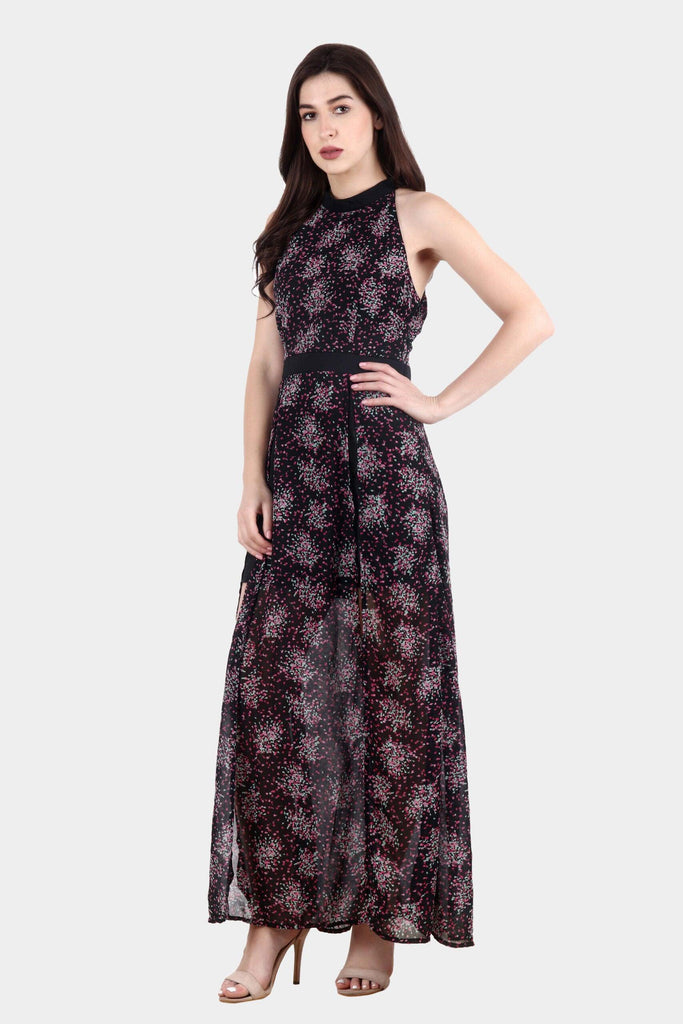 Model wearing Polyster Georgette Maxi Dress with Pattern type: Floral-2