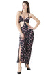 Black Floral Printed Maxi Dress with Side Cutouts