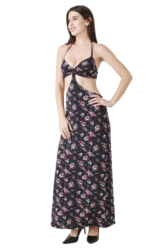 Model wearing Poly Lycra Maxi Dress with Pattern type: Floral-4