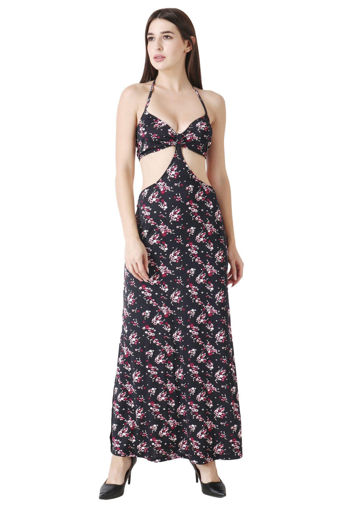 Model wearing Poly Lycra Maxi Dress with Pattern type: Floral-5