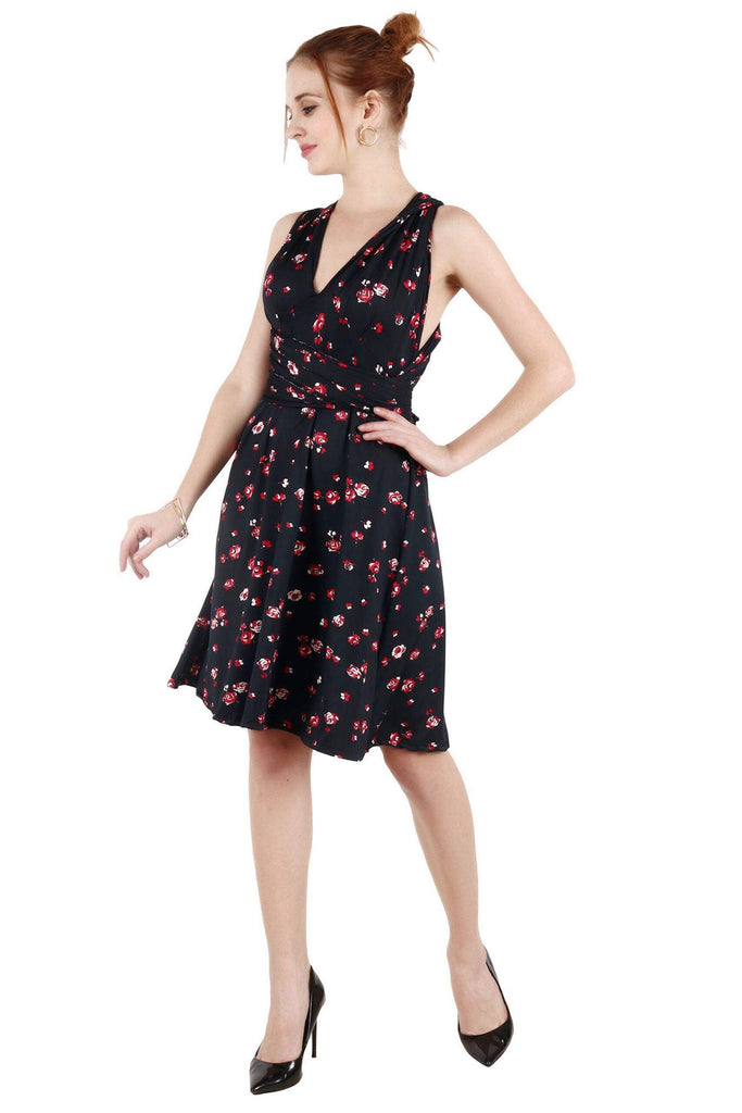 Model wearing Polyester Elastane Mini Dress with Pattern type: Floral-4