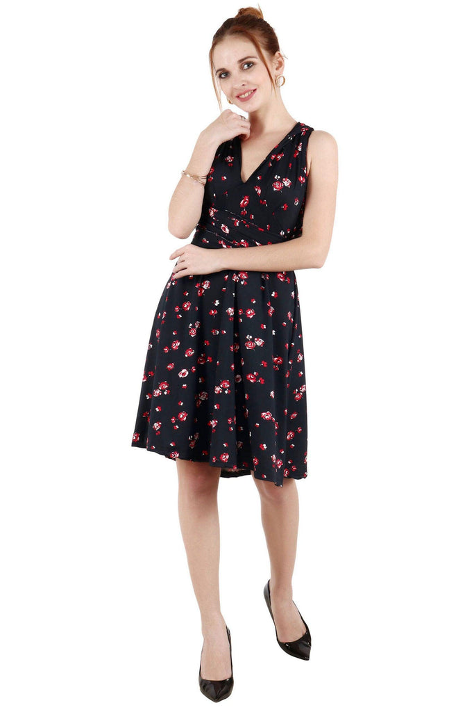Model wearing Polyester Elastane Mini Dress with Pattern type: Floral-5