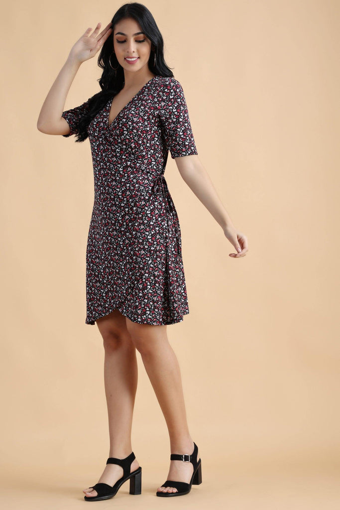 Model wearing Hosiery Mini Dress with Pattern type: Floral-3