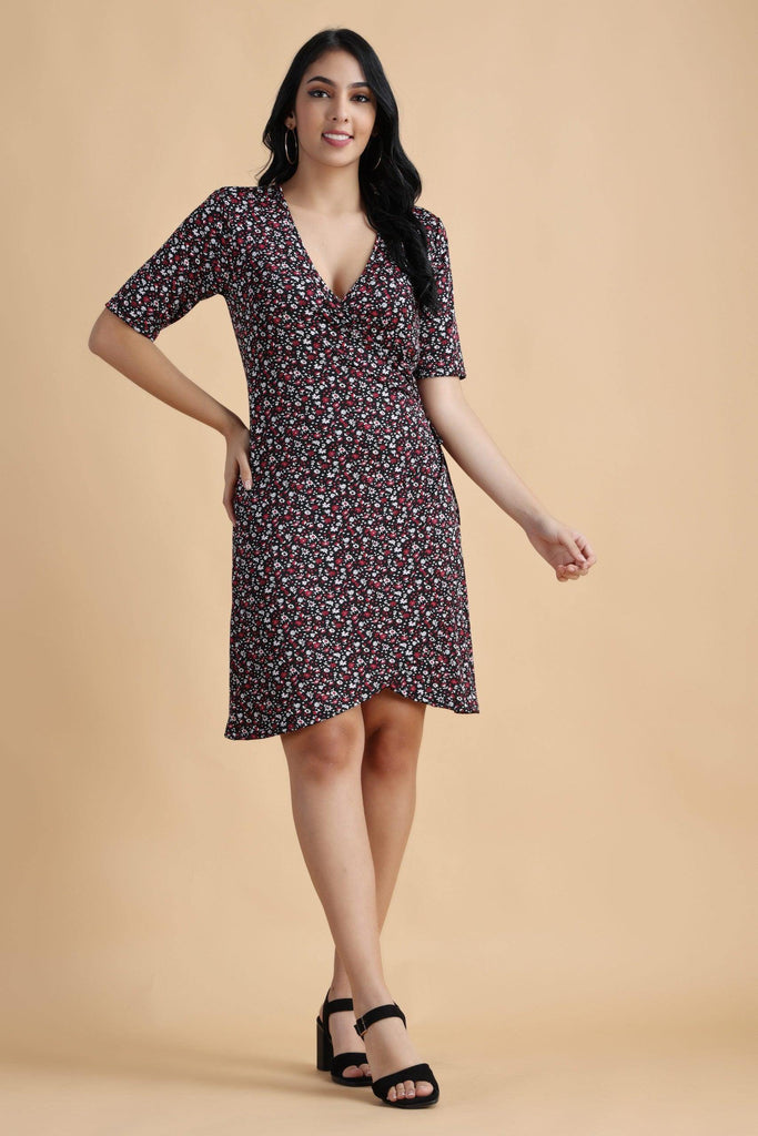 Model wearing Hosiery Mini Dress with Pattern type: Floral-4