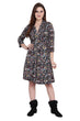 Black Multicolor Floral Printed Knitted Dress
