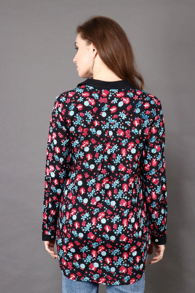 Model wearing Rayon Shirt with Pattern type: Floral-5