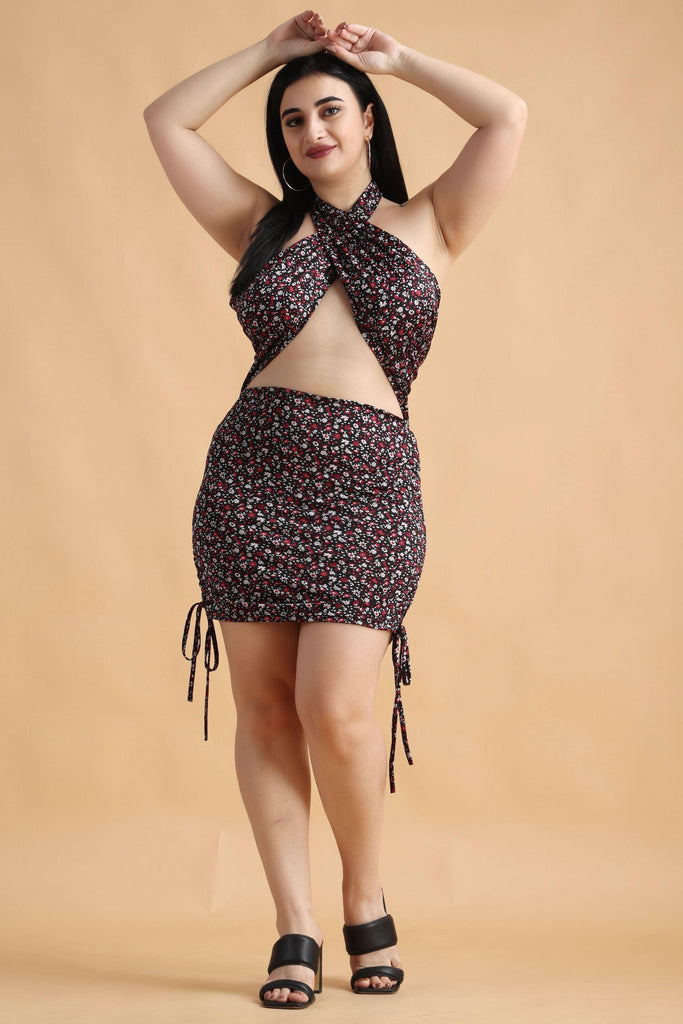 Model wearing Poly Lycra Mini Dress with Pattern type: Floral-3