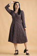 Black Small Floral Printed Knitted Dress