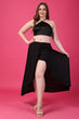 Black Solid Asymmetric Skirt