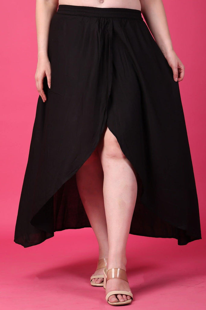 Model wearing Rayon Maxi Skirt with Pattern type: Solid-3