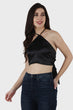 Black Solid Backless Single Tie Top