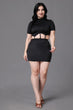 Black Solid Bodycon Cutout Dress