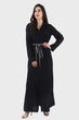 Black Solid Buttoned Maxi Dress with Tie