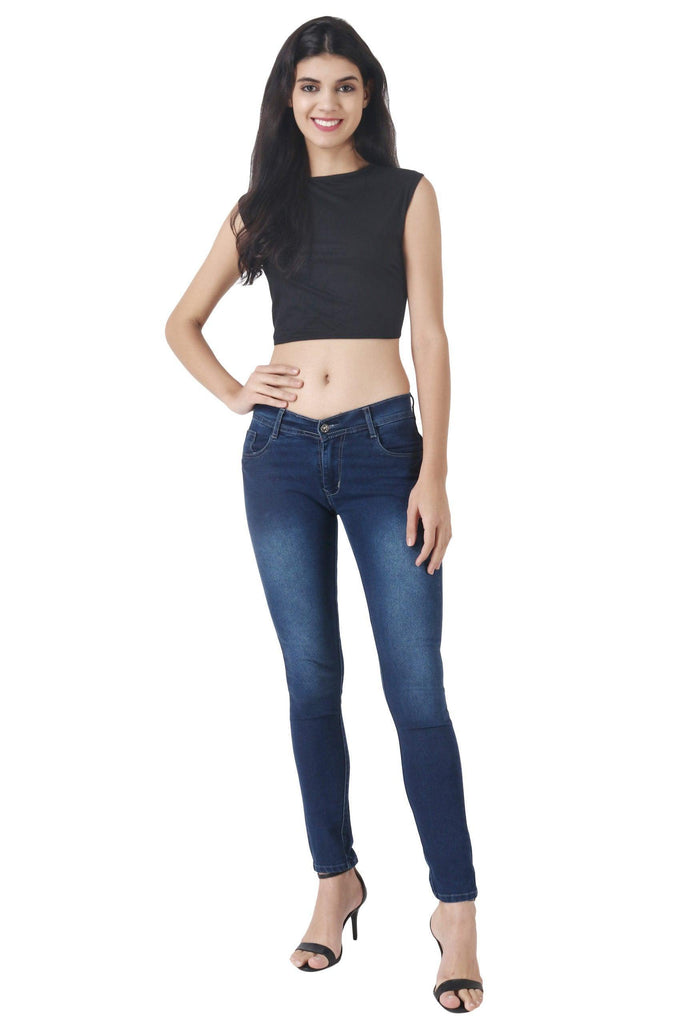Model wearing Viscose Lycra Crop Top with Pattern type: Solid-6