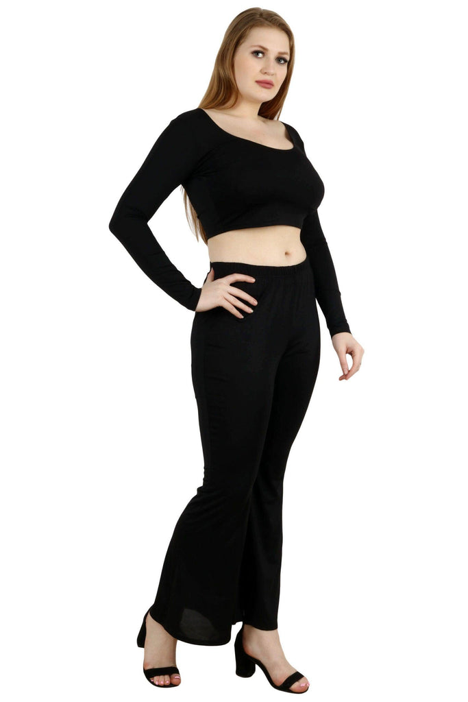 Model wearing Viscose Lycra Co-ord Set with Pattern type: Solid-4