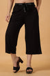 Black Solid Cropped Palazzo with Shimmer Belt