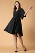 Black Solid Dress with Bell Sleeves