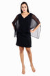Black Solid Dress with Cape Sleeves