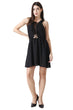 Black Solid Dress with Front Criss Cross Tie