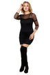 Black Solid Dress with Sheer Sleeves