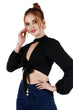 Black Solid Front Knot Tie Top