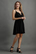 Black Solid Front Open Dress