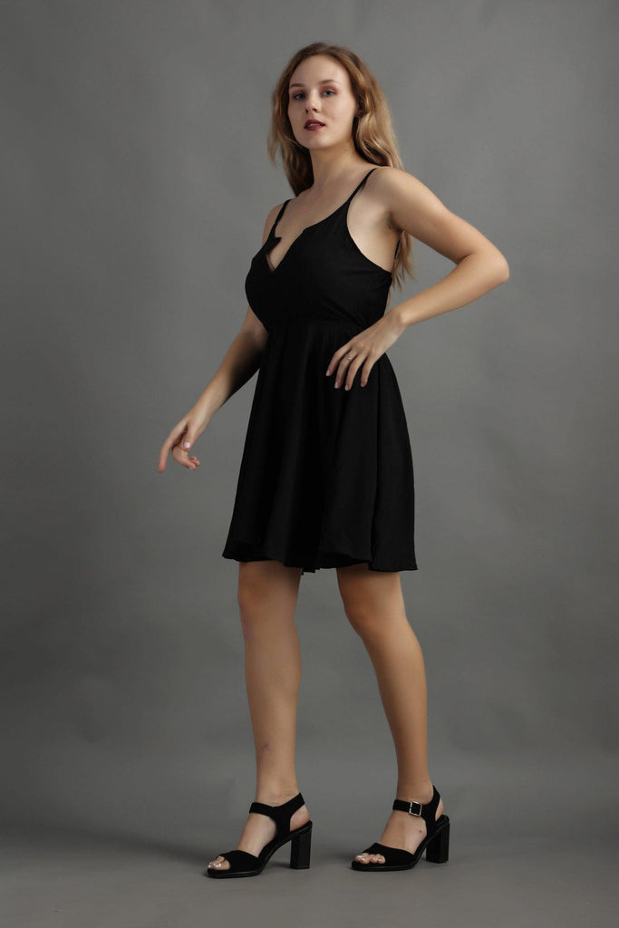 Model wearing Bubble Moss Mini Dress with Pattern type: Solid-4