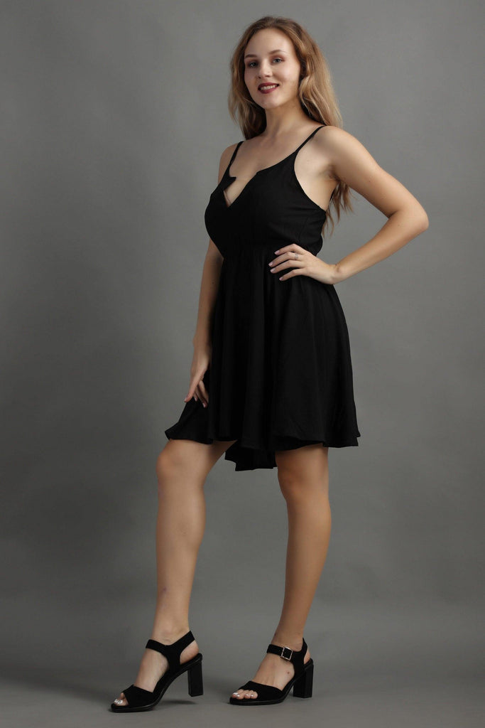 Model wearing Bubble Moss Mini Dress with Pattern type: Solid-5