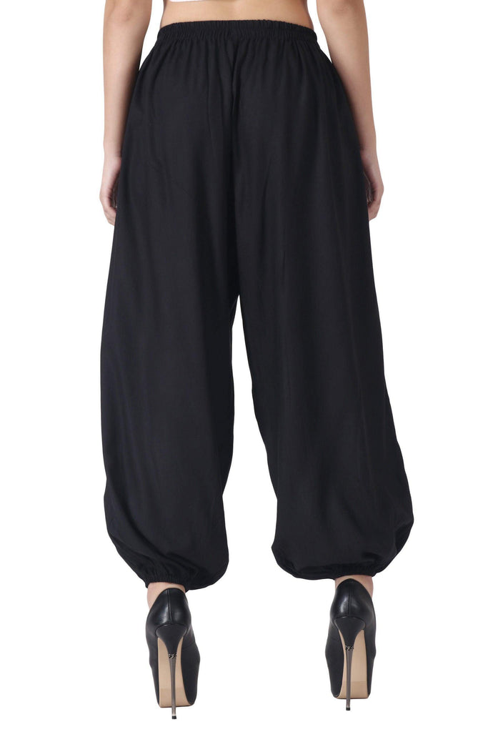 Model wearing Rayon Harem Pants with Pattern type: Solid-3