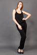 Black Solid Jumpsuit with Buttons