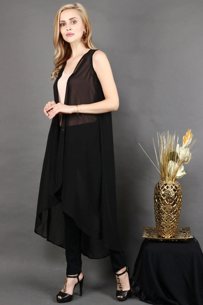 Model wearing Georgette Shrug with Pattern type: Solid-3