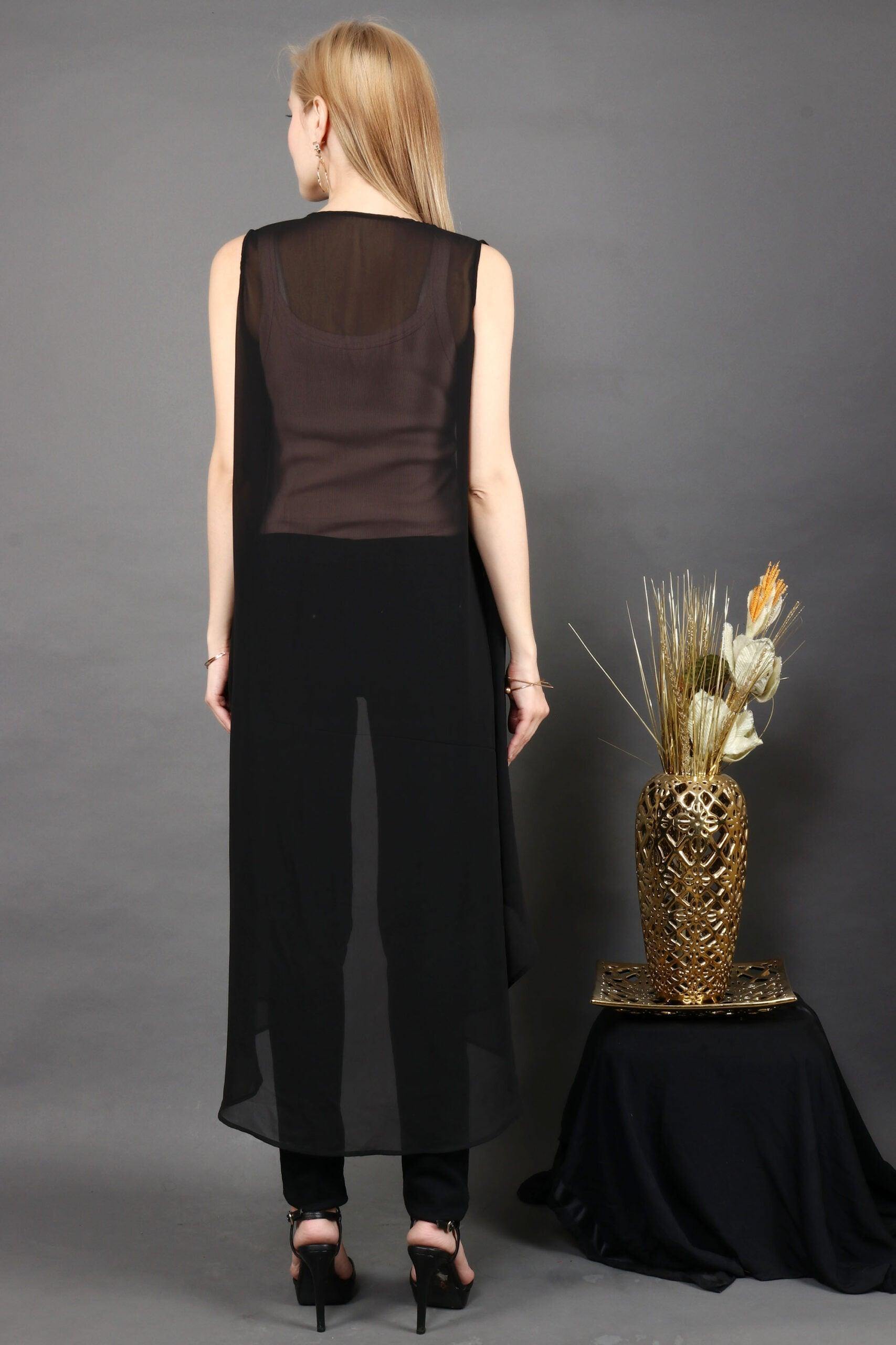Effortlessly Chic Sheer Georgette Sleeveless Shrug for Casual