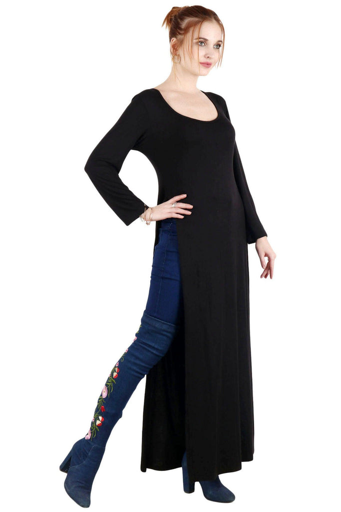 Model wearing Viscose Lycra Tunic with Pattern type: Solid-2