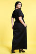 Black Solid Maxi Dress with Front Zip