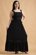 Black Solid Maxi Dress with Lace