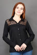 Black Solid Shirt with Net Front