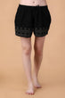 Black Solid Shorts with Embroided Border
