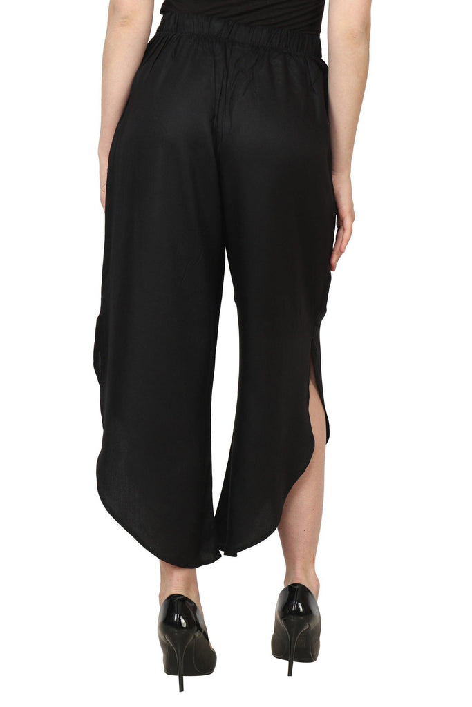 Model wearing Rayon Pant with Pattern type: Solid-2