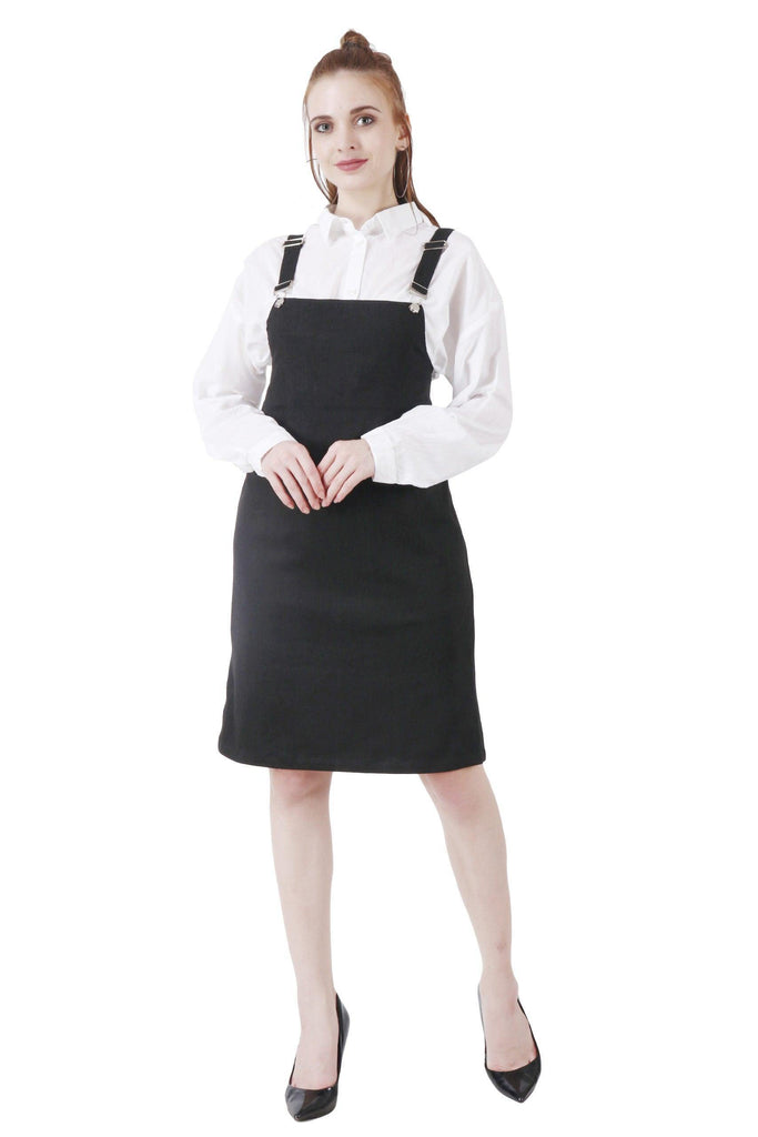 Model wearing Cotton Dungaree with Pattern type: Solid-4